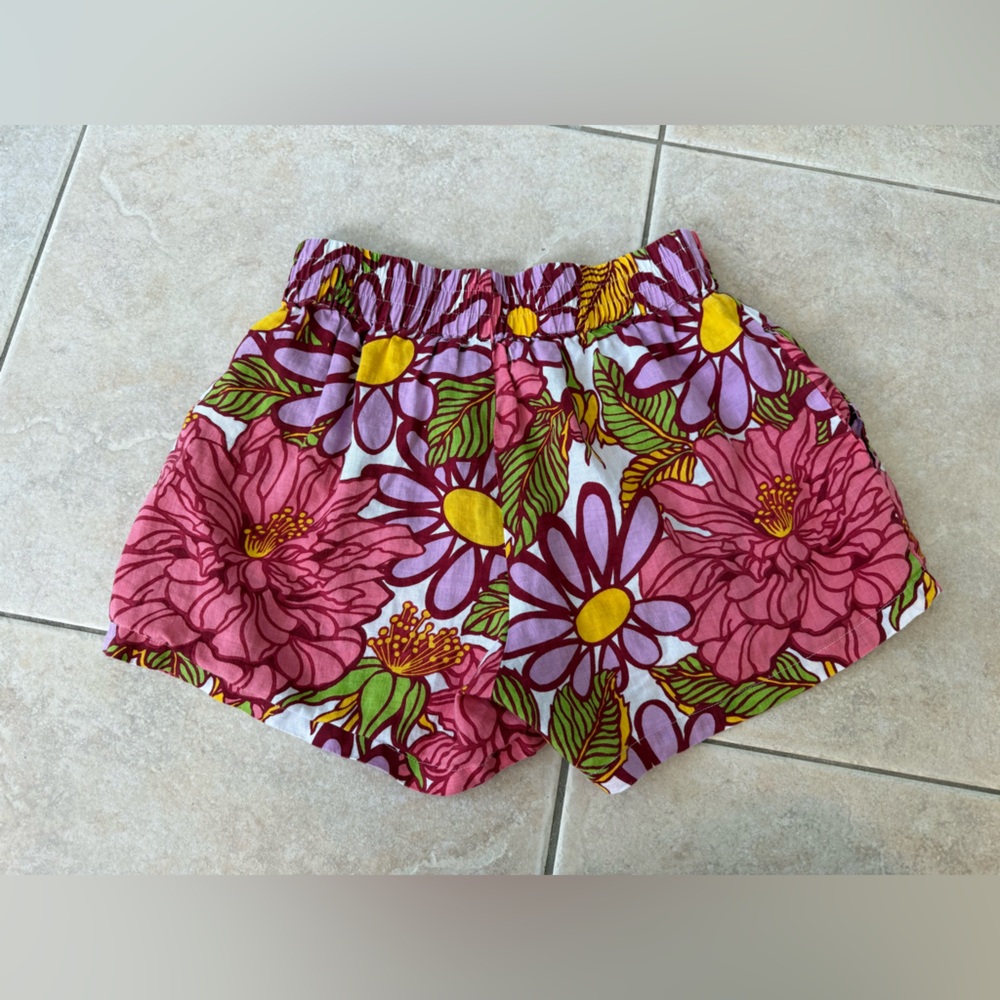 S/W/F Anthropologie Frida Floral Linen Pull On High Rise Shorts linen - Picture 7 of 8